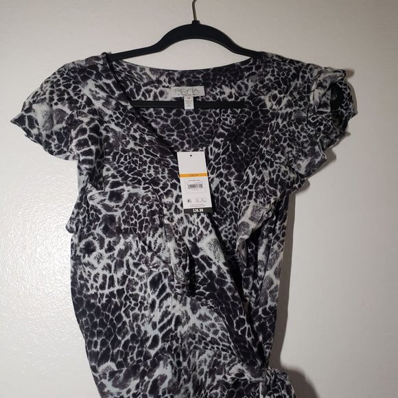 New Sofia Vergara Women's Short Sleeve Wrap Front Maxi Dress Size Medium M - Picture 8 of 9